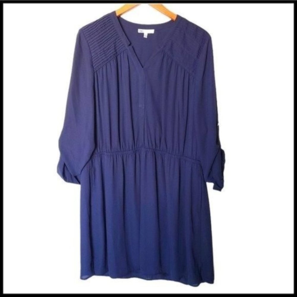 DR2 by Daniel Rainn Roll Tab Sleeve Dress Plus size XXL V-neck Blue
